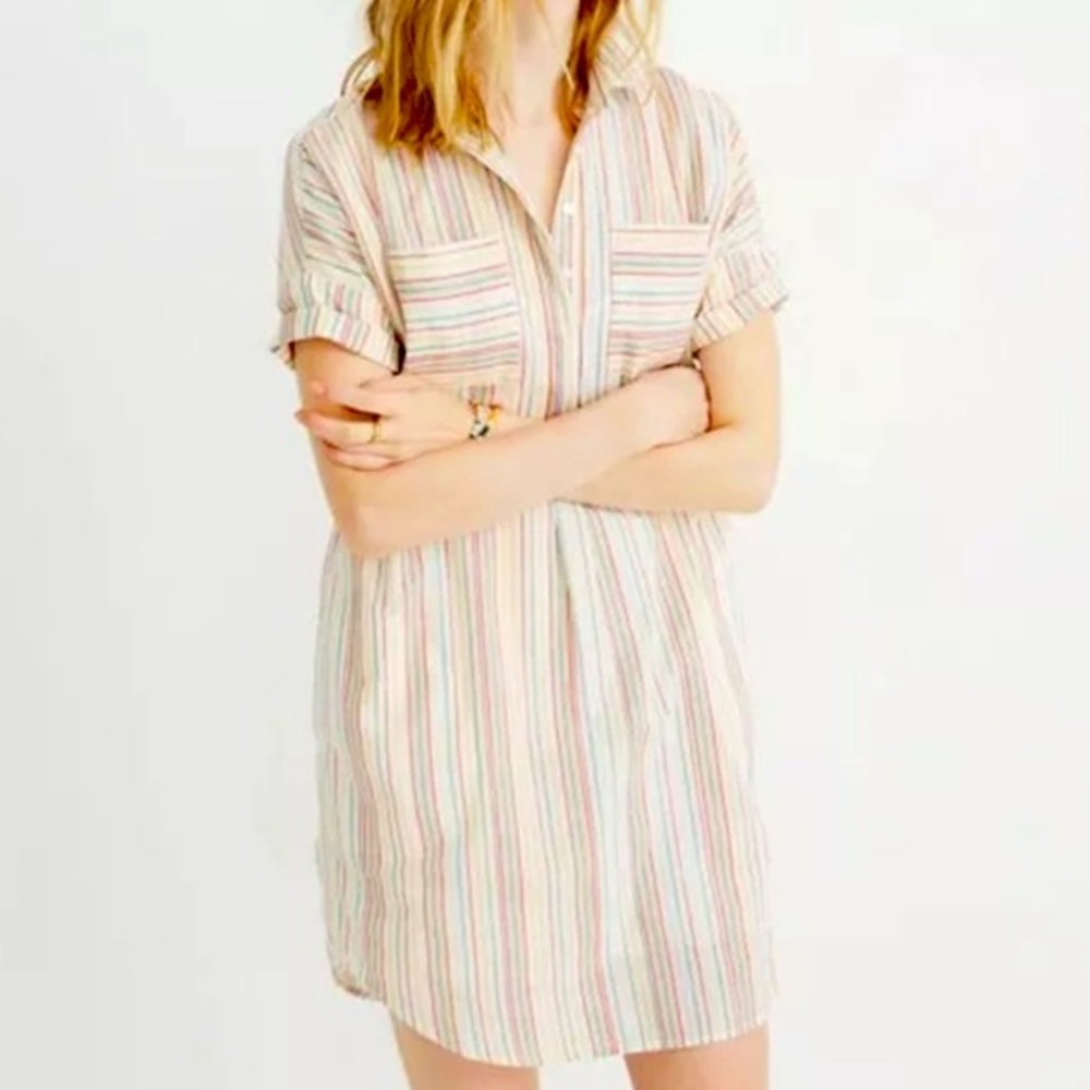 Madewell Women’s Striped Button-Up Midi Dress - Size XS